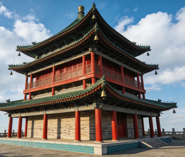 西安钟楼科技渲染